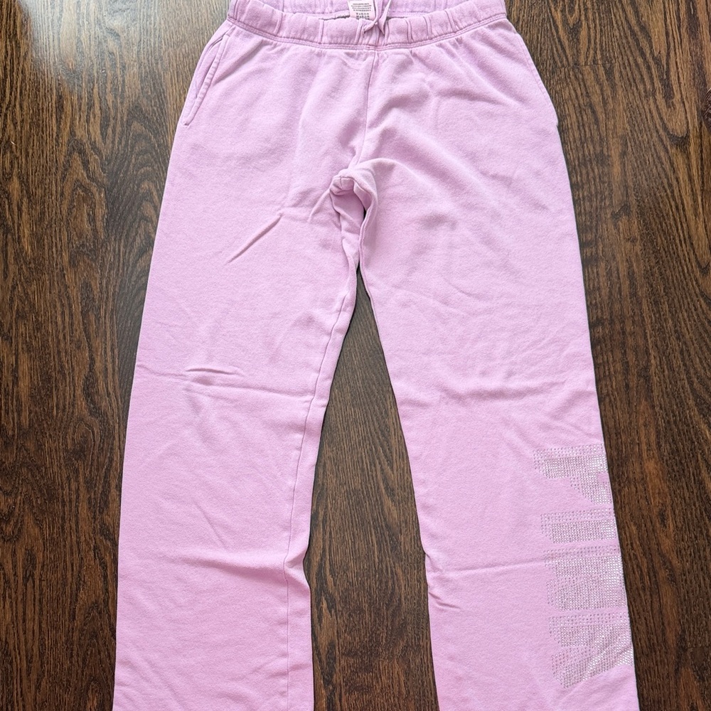 PINK by Victoria's Secret Pastel Pink Rhinestone Logo Track Pants
